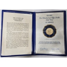 BARBADOS 1981 . ONE HUNDRED and FIFTY 150 DOLLARS COIN . GOLD . PROOF